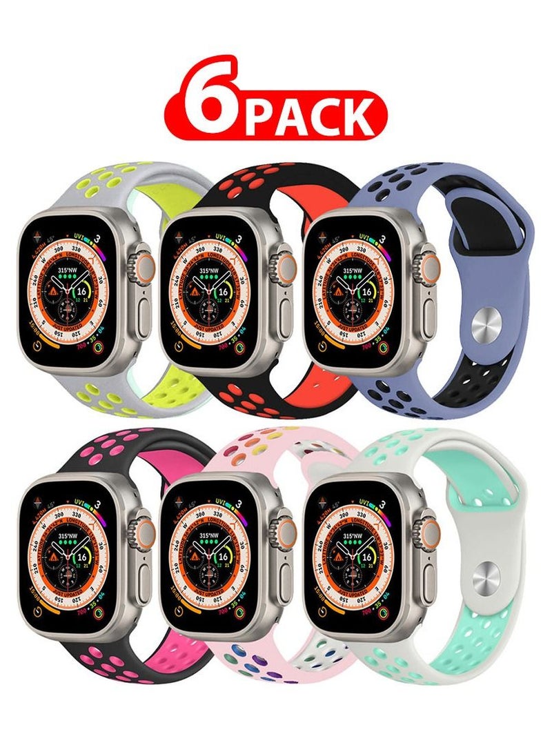 CATANES - 6 Pack For Apple Watch 49mm 45mm 44mm 42mm Silicone Sport Band Nike Strap Compatible With iWatch Series Ultra/8/7/SE/6/5/4/3/2/1 - Image 1