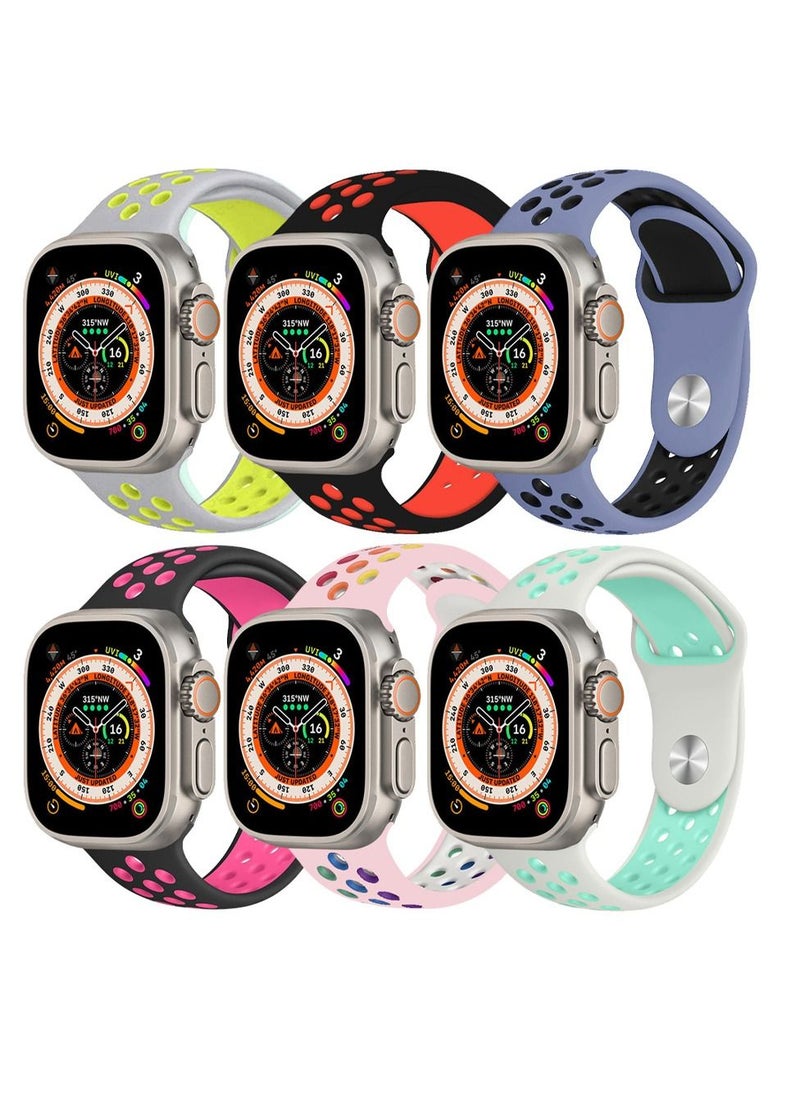 CATANES - 6 Pack For Apple Watch 49mm 45mm 44mm 42mm Silicone Sport Band Nike Strap Compatible With iWatch Series Ultra/8/7/SE/6/5/4/3/2/1 - Image 1