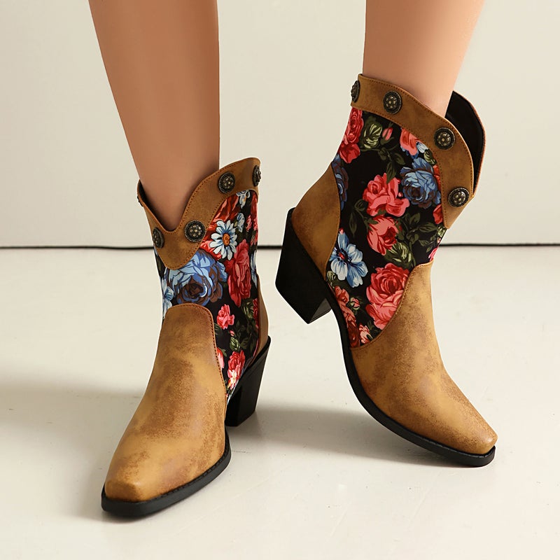 Independent Station Supply High Heel Splicing 40-47 Rivet Pointed Low Western Boots - Image 2