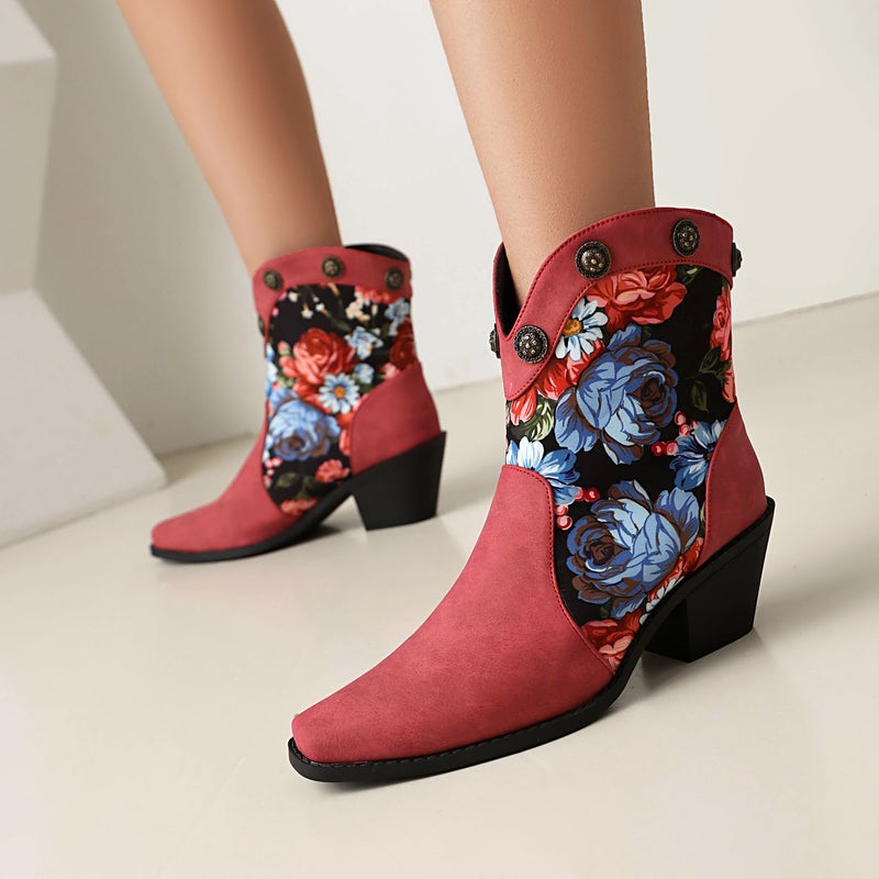 Independent Station Supply High Heel Splicing 40-47 Rivet Pointed Low Western Boots - Image 3