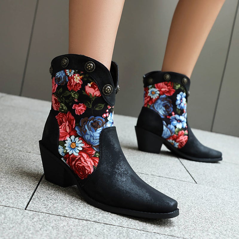 Independent Station Supply High Heel Splicing 40-47 Rivet Pointed Low Western Boots - Image 4
