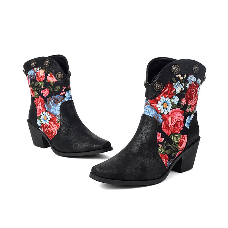 Independent Station Supply High Heel Splicing 40-47 Rivet Pointed Low Western Boots - Image 1