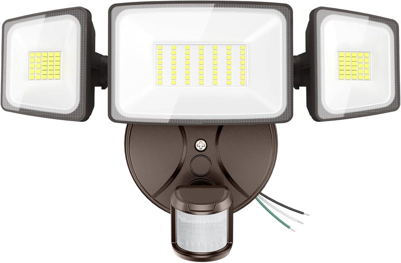 Onforu 75W LED Flood Light Motion Sensor Outdoor, 7000lm Dusk to Dawn Flood Light, Security Light with Three Head, IP65 Waterproof Exterior Floodlight, 6500k Wall Light for Entryway Stairs Yard Garage - Image 1