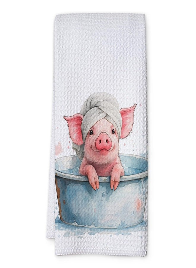 KIDEAR Funny Bathing Pig Decorative Hand Towel for Bathroom,1 PCS Cute Bathing Pig Kitchen Towels Gifts for for Women,Cute Animal, Gifts for Women, Kids Bathroom Decor,Pet Owners Housewarming - B07 - Image 1