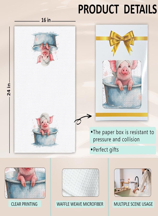 KIDEAR Funny Bathing Pig Decorative Hand Towel for Bathroom,1 PCS Cute Bathing Pig Kitchen Towels Gifts for for Women,Cute Animal, Gifts for Women, Kids Bathroom Decor,Pet Owners Housewarming - B07 - Image 2