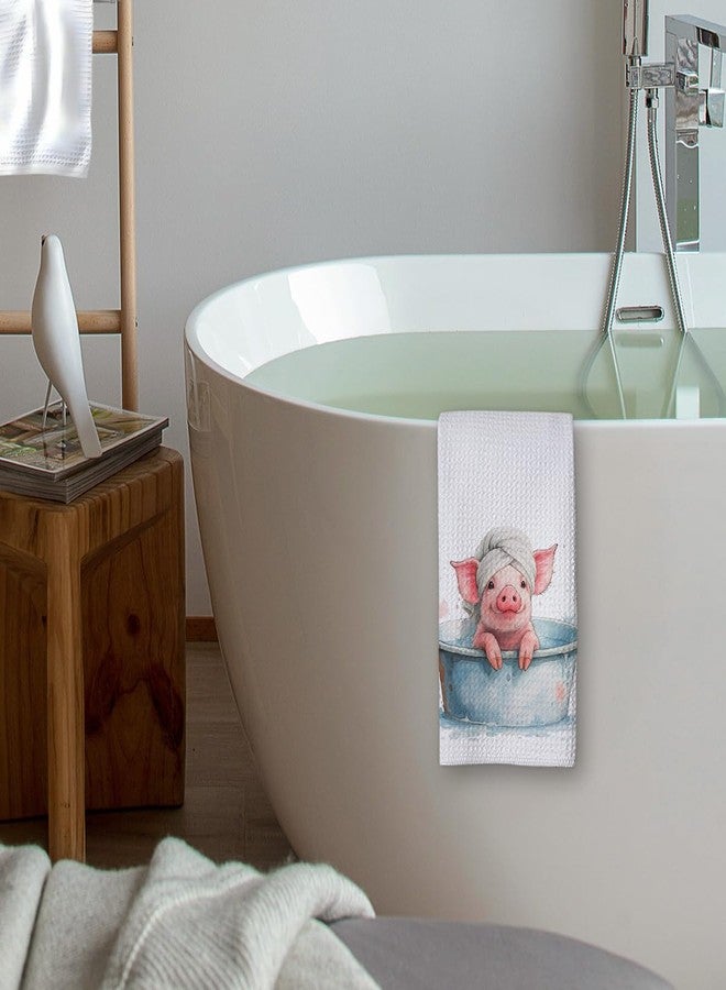 KIDEAR Funny Bathing Pig Decorative Hand Towel for Bathroom,1 PCS Cute Bathing Pig Kitchen Towels Gifts for for Women,Cute Animal, Gifts for Women, Kids Bathroom Decor,Pet Owners Housewarming - B07 - Image 5