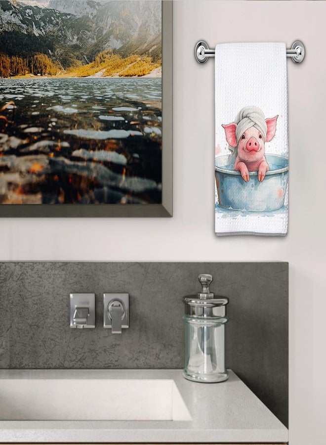 KIDEAR Funny Bathing Pig Decorative Hand Towel for Bathroom,1 PCS Cute Bathing Pig Kitchen Towels Gifts for for Women,Cute Animal, Gifts for Women, Kids Bathroom Decor,Pet Owners Housewarming - B07 - Image 4