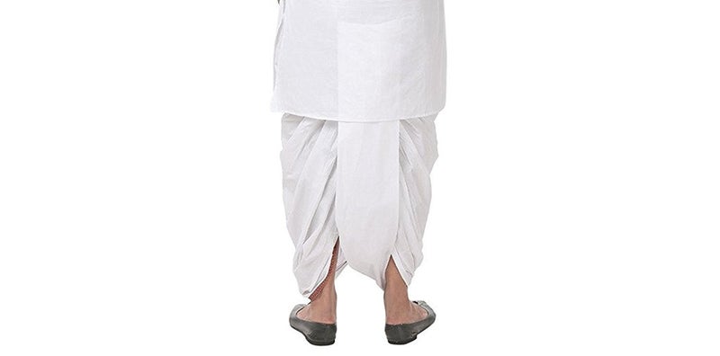 Royal Kurta Men's Cotton Solid Ready To Wear Dhoti (White, Free Size) - Image 3