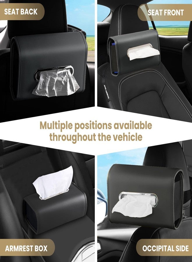 WHHMK Car Tissue Holder, Tissue Box Cover Keep Car Tidy,PU Leather Backseat Napkin Rectangle Organizer,Extra Large Tissue Box Storage in Car Fits for 100-150 Regular Size Tissues,Black(2Packs) - Image 5