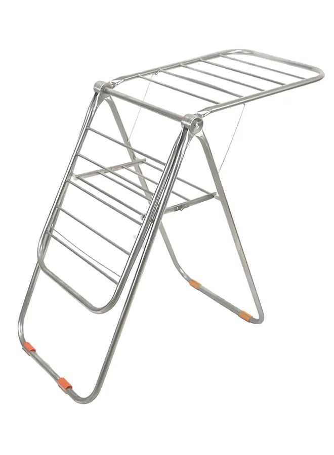 AGD Foldable Cloth Drying Rack Hanger With Net Shelf And Shoe Holder Silver  - Image 2