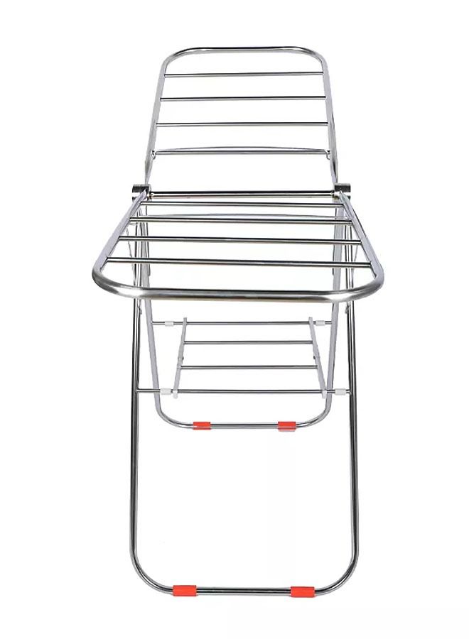 AGD Foldable Cloth Drying Rack Hanger With Net Shelf And Shoe Holder Silver  - Image 3