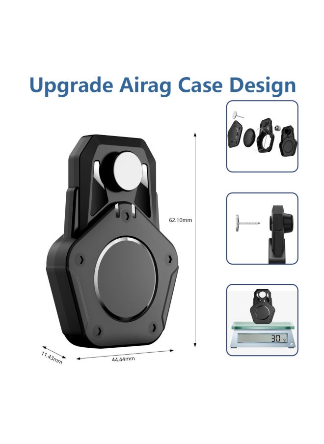 Generic - Waterproof Magnetic Absorption Lock Silicone Protective Case For Apple AirTag Tracker Fixed Protection Cover Simple Style Pure Color-Color:Black - Image 1