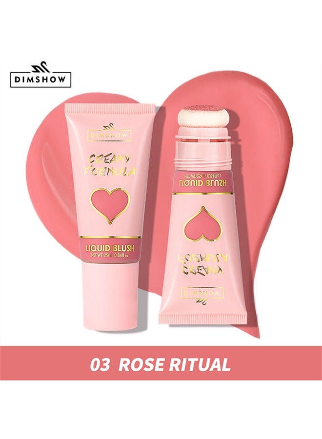 DIMSHOW Liquid Blush-Creamy Formula,Big Head Sponge Head, Velvet Skin Feeling, Lips & Cheeks Dual Use, Moisturizing , Easy To Color #03 - Image 2