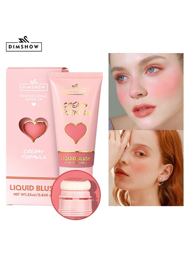 DIMSHOW Liquid Blush-Creamy Formula,Big Head Sponge Head, Velvet Skin Feeling, Lips & Cheeks Dual Use, Moisturizing , Easy To Color #03 - Image 1