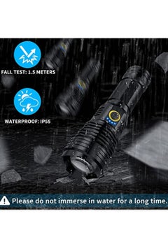 YQbest Rechargeable LED Torch High Lumen, 90000 Lumen Super Bright Tactical with 5 Light Modes and 26650 Battery Zoom Waterproof for Hiking Camping Ride or Emergency (Black)  - Image 5