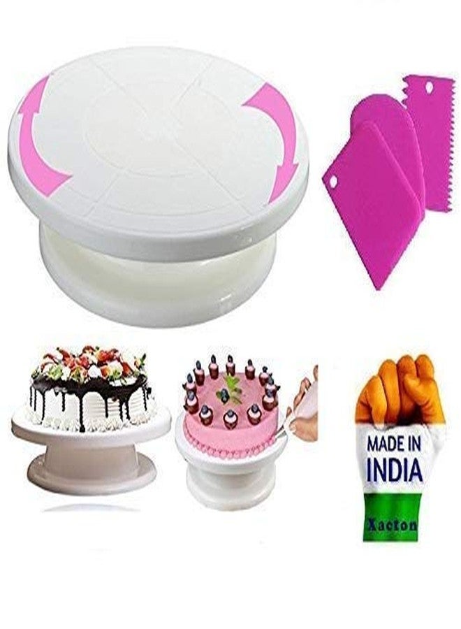 NIWRT Cake Decorating Turntable 360 Rotation and Display Stand, 28 cm with 3 Pcs Scraper (Multicolor) - Image 1