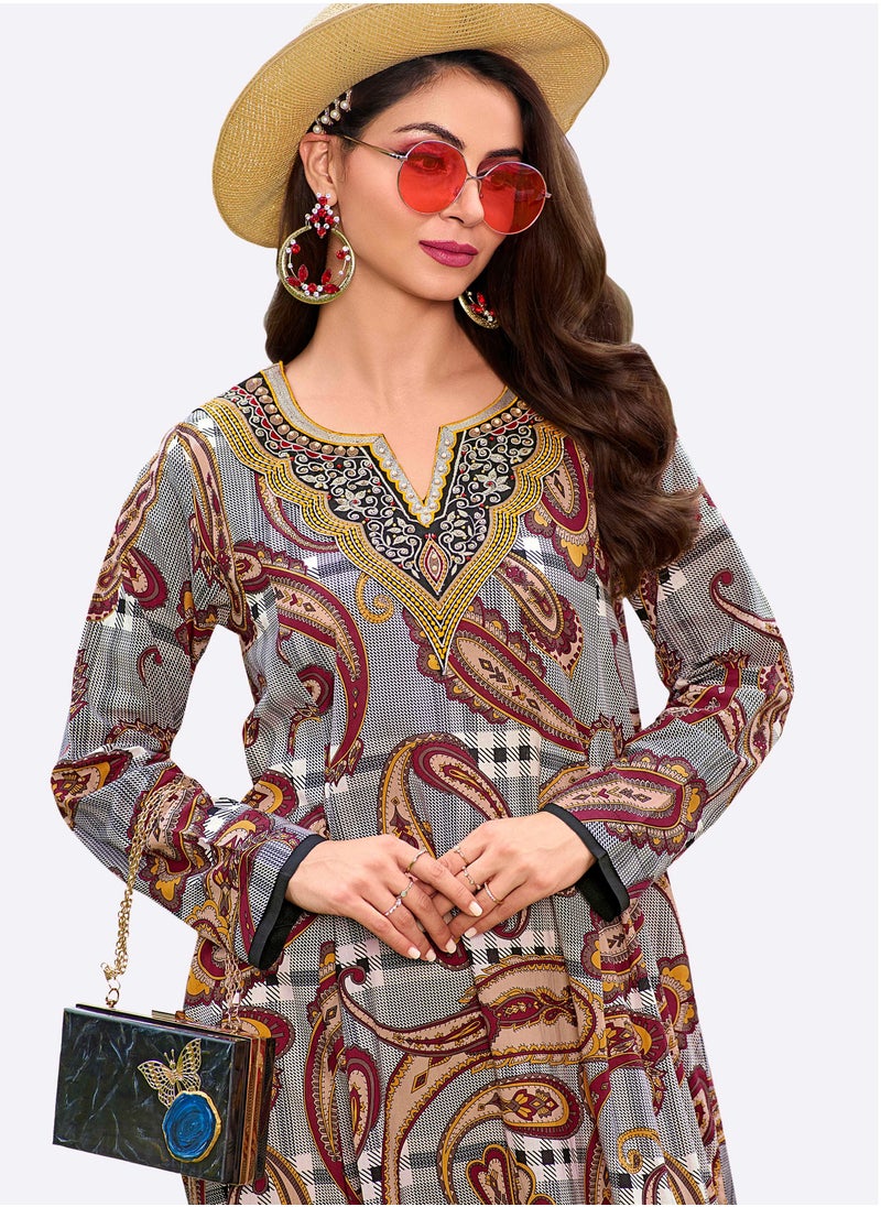 SARA Sara Paisley Printed Jalabiya  - Image 3