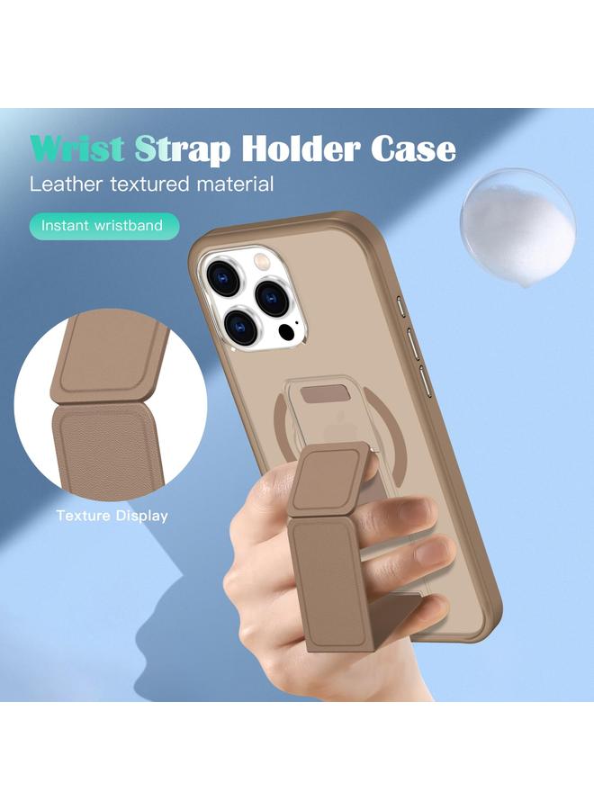 S-TOP Case For iPhone 16 Plus Matte Skin Feel Wristband Holder MagSafe Phone Case - Image 4