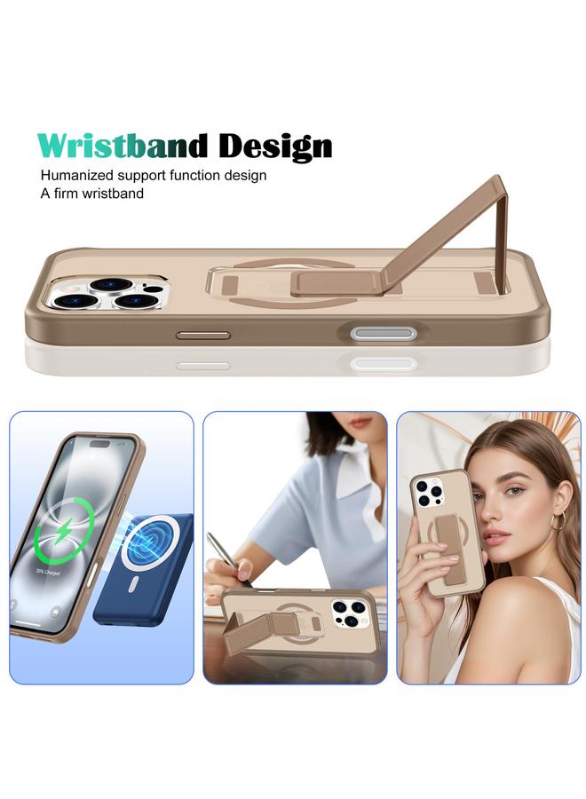 S-TOP Case For iPhone 16 Plus Matte Skin Feel Wristband Holder MagSafe Phone Case - Image 3