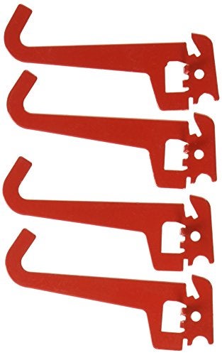 Wall Control 3-1/2in Reach Curved Tip Slotted Hook Pack - Slotted Metal Pegboard Hooks Pegboard and Slotted Tool Board - Red - Image 1