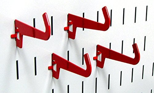 Wall Control 3-1/2in Reach Curved Tip Slotted Hook Pack - Slotted Metal Pegboard Hooks Pegboard and Slotted Tool Board - Red - Image 5