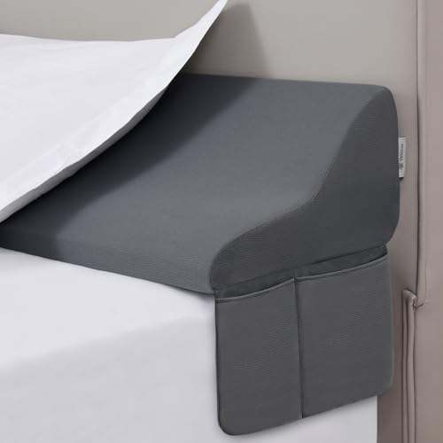 Vekkia King Bed Wedge Pillow for Headboard Gap – 0–6" Bed Gap Filler with Firm Foam Support & Extra-Large Pockets – Prevents Lost Pillows, Phones & Small Items (Gray) - Image 1