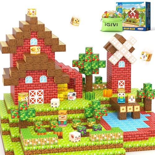 IGIVI 1 Magnetic Blocks Build Mine Magnet World Farm Animals Set 100PCS Vibrant Colorful Magnetic Blocks with Ultra Magnet Strength for Kids Ages 312 STEM Toys Ideal Gifts for 3 Years Old Boys Girls - Image 1