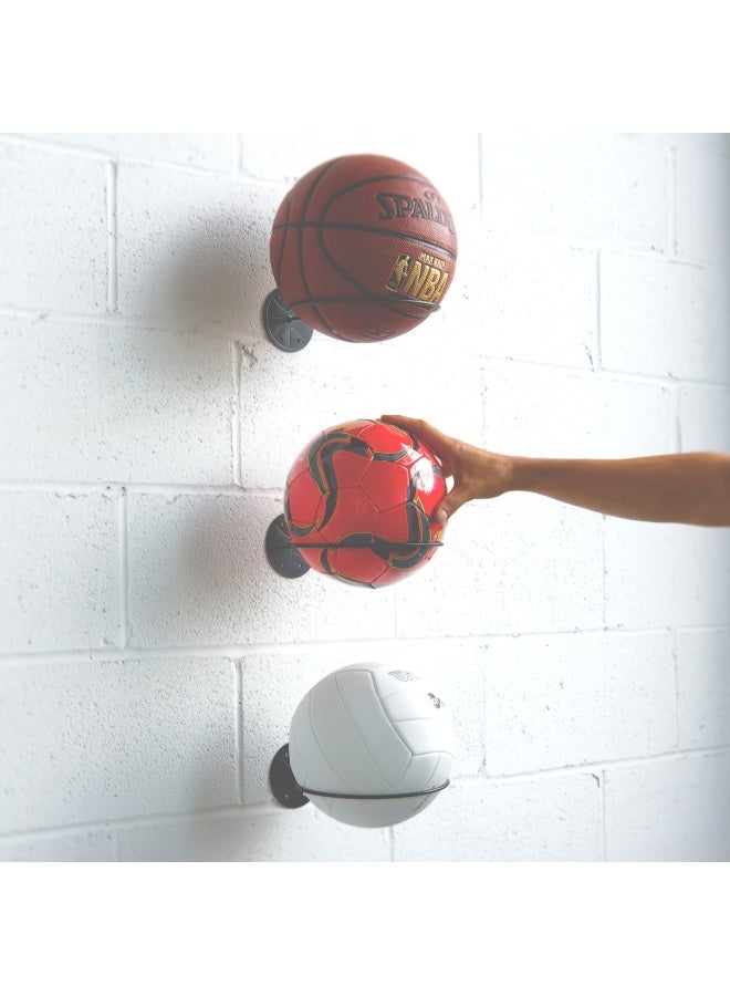 Wallniture Sporta Wall Mounted Sports Ball Holder Display Storage Steel Black - Image 4