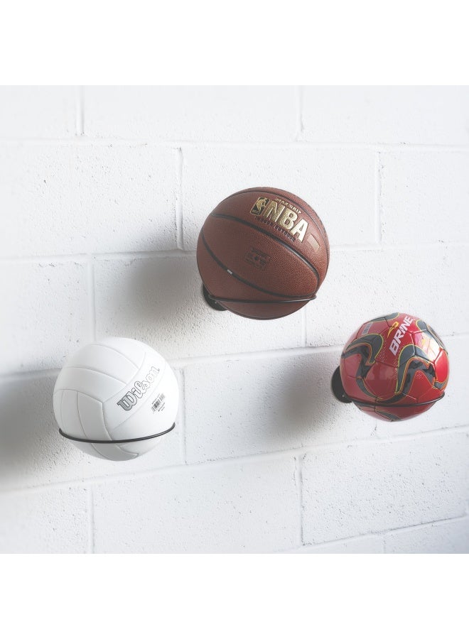 Wallniture Sporta Wall Mounted Sports Ball Holder Display Storage Steel Black - Image 3