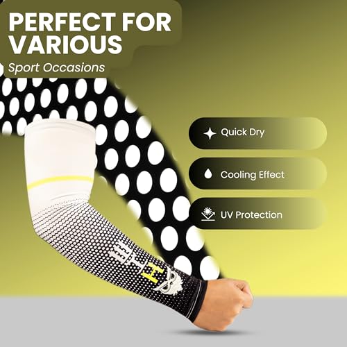 BADOWL Arm Sleeves for Men & Women|UV Sun Protection Hand Sleeves for Boys & Girls|Arm Cover for Biking, Cricket, Cycling, Golf, Outdoor Sports (White) - Image 3