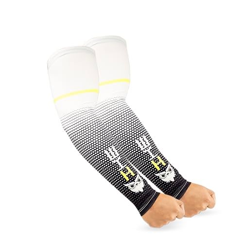 BADOWL Arm Sleeves for Men & Women|UV Sun Protection Hand Sleeves for Boys & Girls|Arm Cover for Biking, Cricket, Cycling, Golf, Outdoor Sports (White) - Image 1
