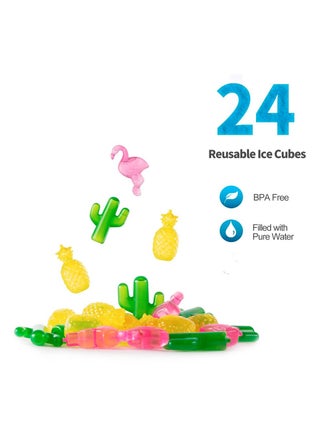 24 ice cubes made from eco-friendly materials, safe and non-toxic. They are shaped like flamingos, cacti, and pineapples, and can be reused instead of being thrown away. - pzsku/ZA527D077782A2CDD4317Z/45/_/1701659859/81209c9a-ba77-4e63-b2af-ac3167e60066