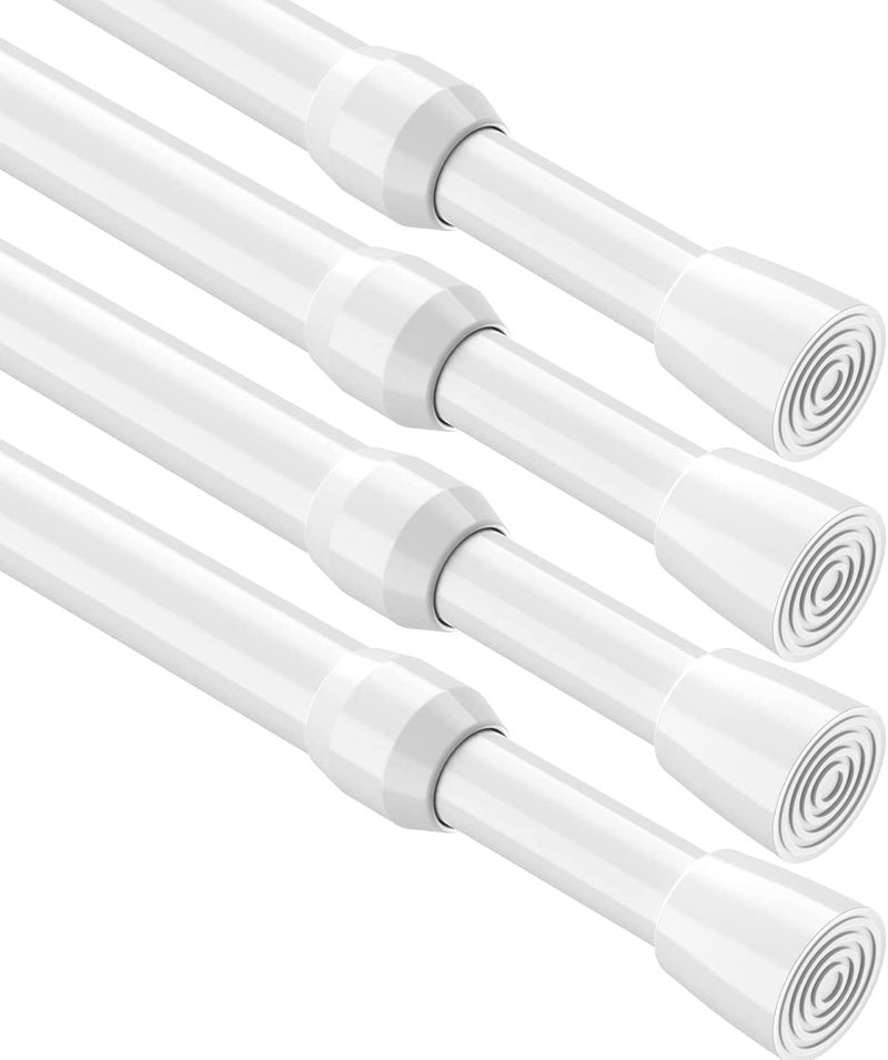 MEXAU Tension Curtain Rod 4Pcs Tension Rod 26-39 Inch Small White Spring Curtain Rod Anti-Rust Spring Tension Rod for Window Closet Rod No Drilling Adjustable - Image 1