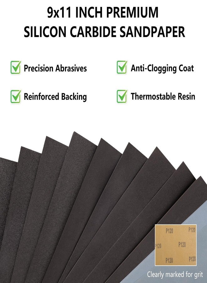 Shineboc 80 Grit Sandpaper, 9 x 11 Inch Wet Dry Sand Paper Hand Abrasive Sanding Sheets for Wood Metal Automotive Sanding and Polishing, Coarse - 10 Sheets - Image 3