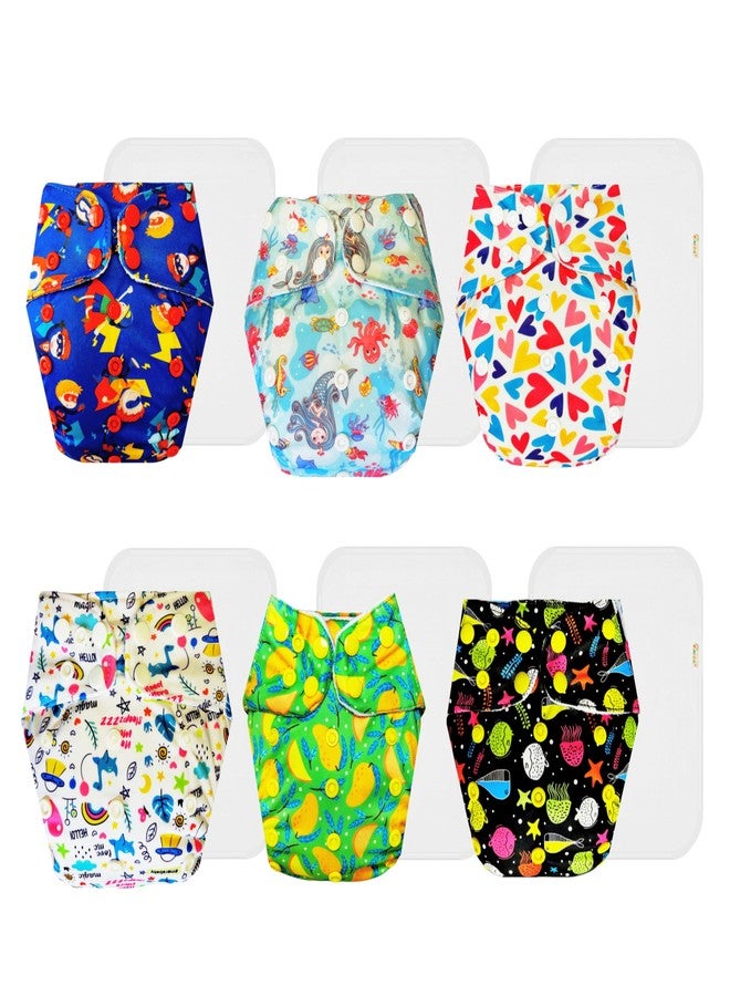 Dumbledo Premium Cloth Diaper with Cotton Insert (Pack of 6) | Dry Feel and Comfortable | Reusable & Washable | Quick Dry | Trusted by Moms | 3 Months - 3 Years | Unisex Baby - Image 1