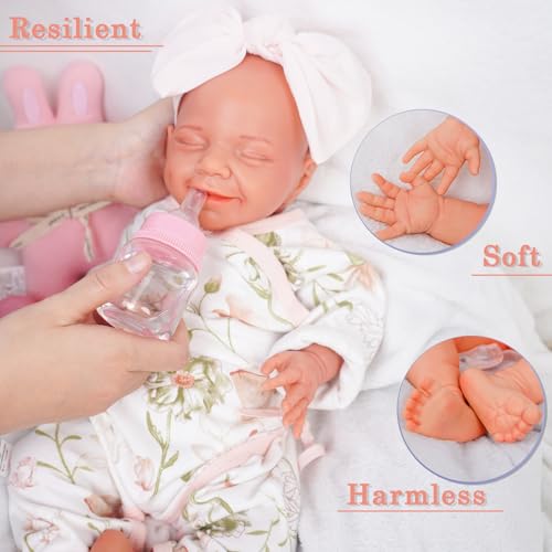 KUICEO Reborn Baby Dolls That Lifelike 17 inch Full Body Silicone Sleeping Baby Girl Handmade Face Realistic Body Details for Children Gift - Image 5