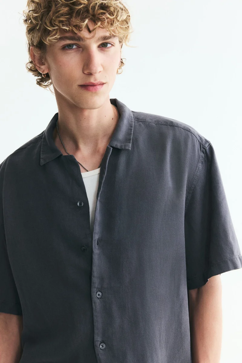 H&M  Relaxed Fit Linen-blend resort shirt for Men | Best Price UAE