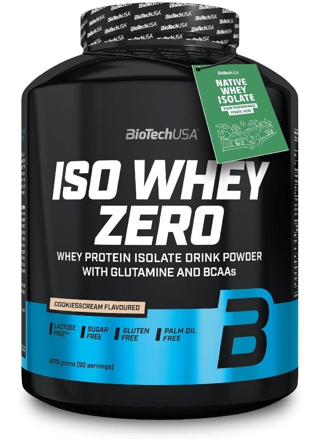 BioTechUSA BioTechUSA Iso Whey Zero | Premium Whey Protein Isolate | Grass-Fed | Enzyme-Free | Sugar- and Gluten-free, 2.27kg, Cookies & Cream  - Image 1