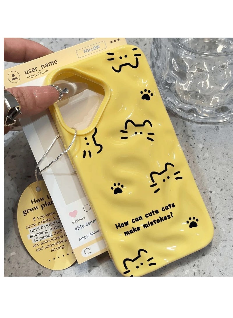 NIBEMINENT Cute Kitten Protective TPU Case Cover For IPhone 16 Pro Max, Yellow