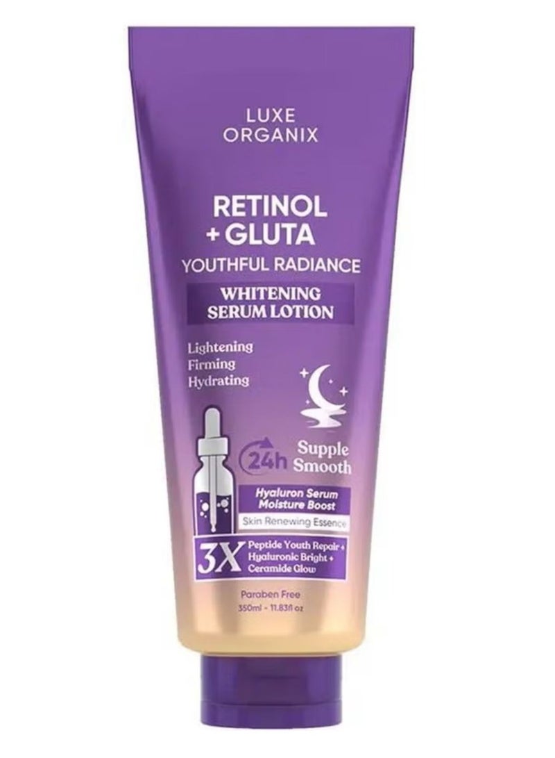 LUXE ORGANIX Retinol and Gluta Youthful Radiance Whitening Serum Lotion 350Ml