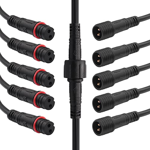 mxuteuk 6 Pairs 22AWG 2 Pin Electrical Connector IP65 7.87in/20cm Male Female Wire Connector Extension Cable 15mm for LED Strip Lights,Car,Truck,Boat,Indoor/Outdoor - Image 1