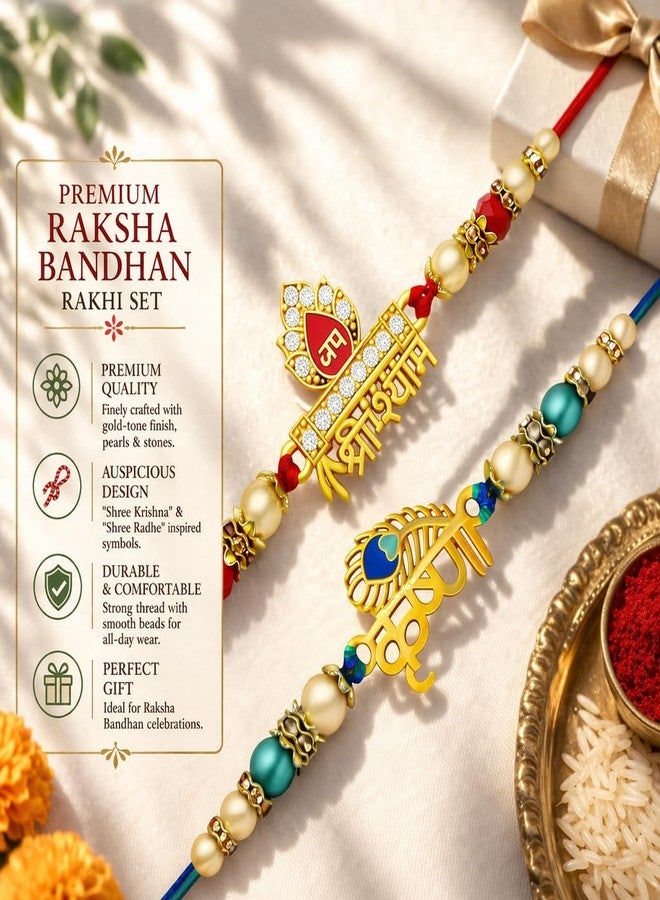 Riddhika Ventures Religious Meenakari Krishna and Jai Shri Shyam Rakhi (Set of 2) with Roli Chawal and Greeting Card (P4P5) - Image 5