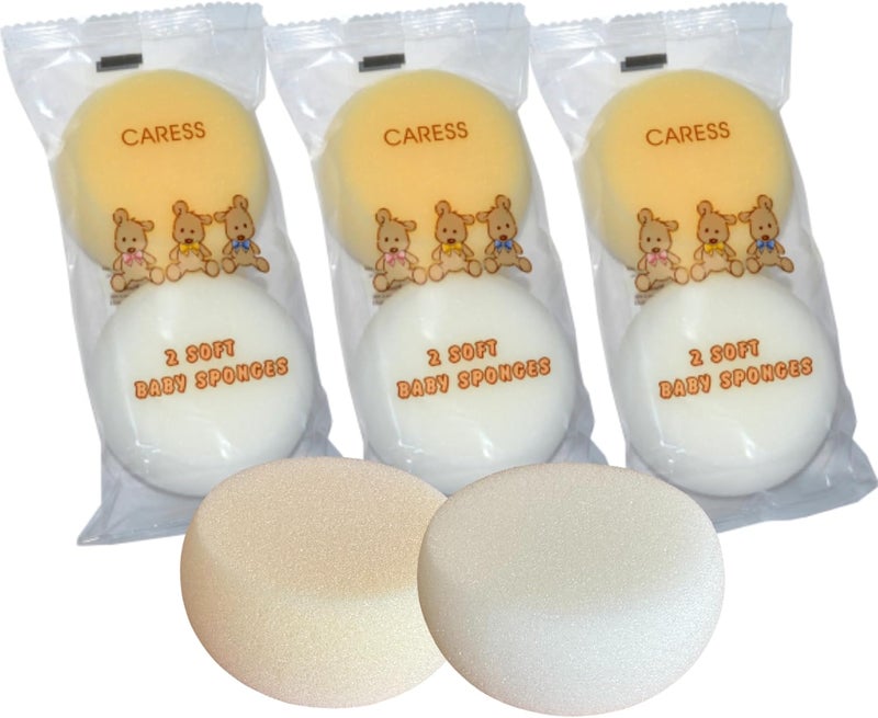 6 x Baby Bath Sponge Natural Body Puff Soft and Gentle on Small Newborns and Older Babies Perfect for Sensitive Skin Bathrooms Children and Bathing