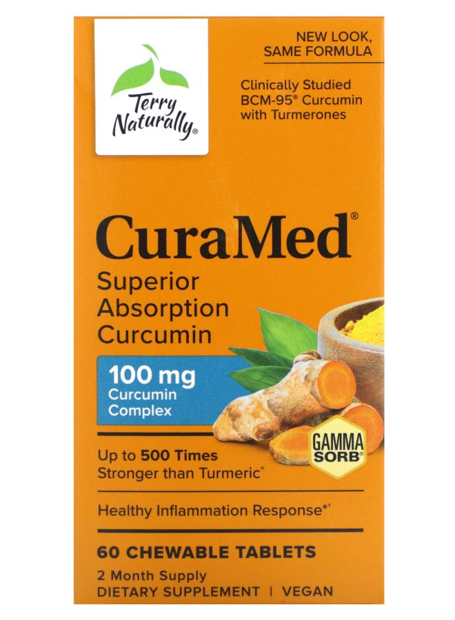 Terry Naturally CuraMed Superior Absorption Curcumin 100 mg 60 Chewable Tablets