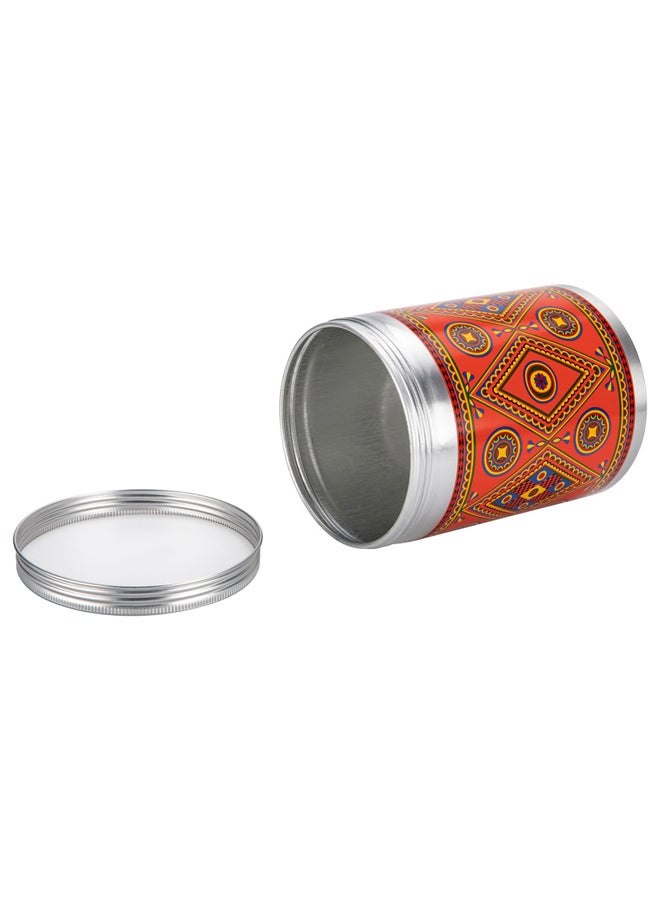 AL SANIDI Najdi engraving aluminum spice box, Tea, coffee and sugar storage for trips, Silver, capacity 2000 ml - Image 2