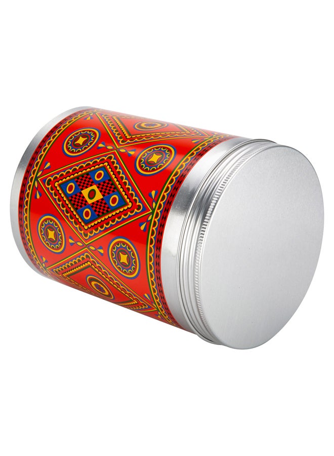 AL SANIDI Najdi engraving aluminum spice box, Tea, coffee and sugar storage for trips, Silver, capacity 2000 ml - Image 4