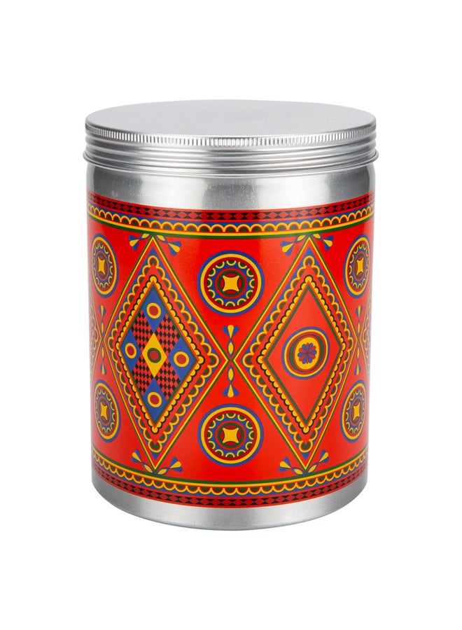 AL SANIDI Najdi engraving aluminum spice box, Tea, coffee and sugar storage for trips, Silver, capacity 2000 ml - Image 5