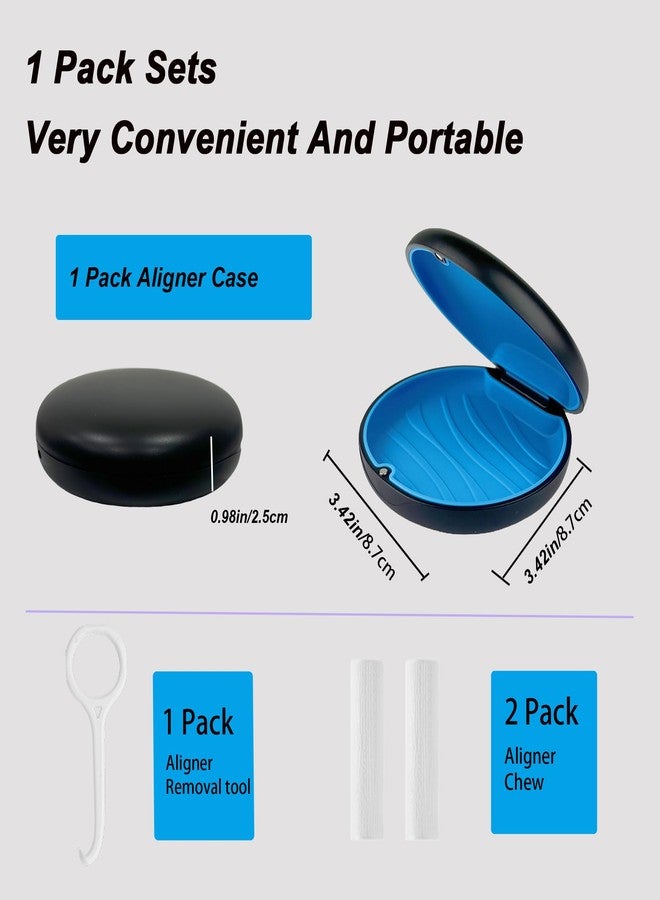 ACSKD Aligner Case, Slim Retainer Box for Travel, Retainer Case Compatible with Invisalign Aligners, Brace Storage Box with Aligner Removal Tool and Chew,Black - Image 2