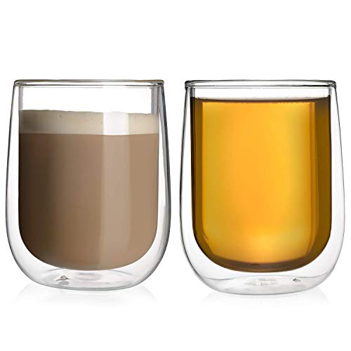 we3 Double Wall Thermal Insulated Mug for Drinking Tea, Coffee, Espresso, Juice, Wine, Latte, Cappuccino Stackable Glass Cup 180 ml Each. (Pack of 2) - Image 1