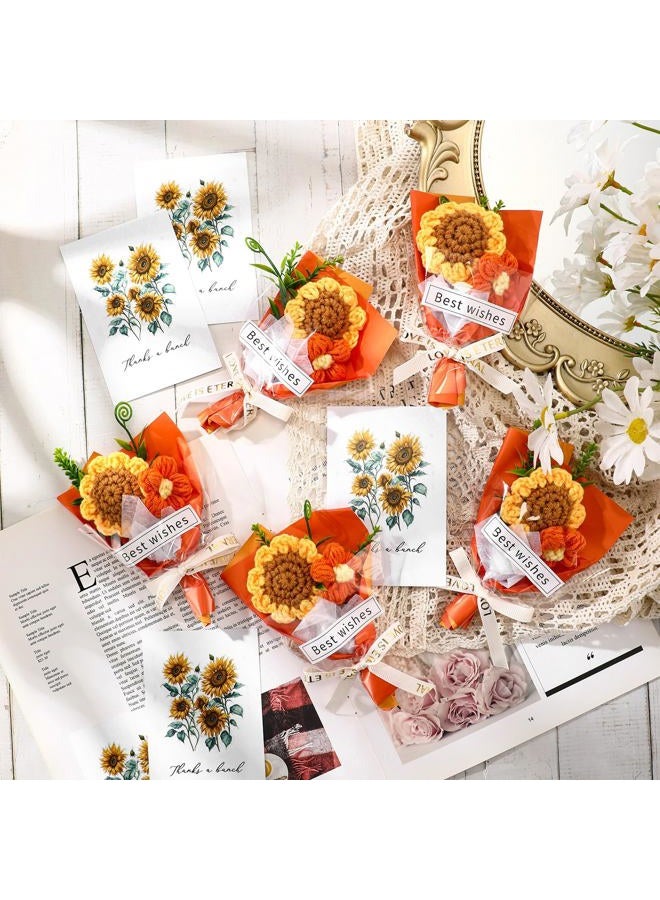 Solsew 10 Sets Crochet Sunflowers Bouquet for Mom Grandma Lady Women Handmade Knitted Artificial Flowers with Sunflower a Bunch of Love Cards in Gift Bags Favors - Image 4